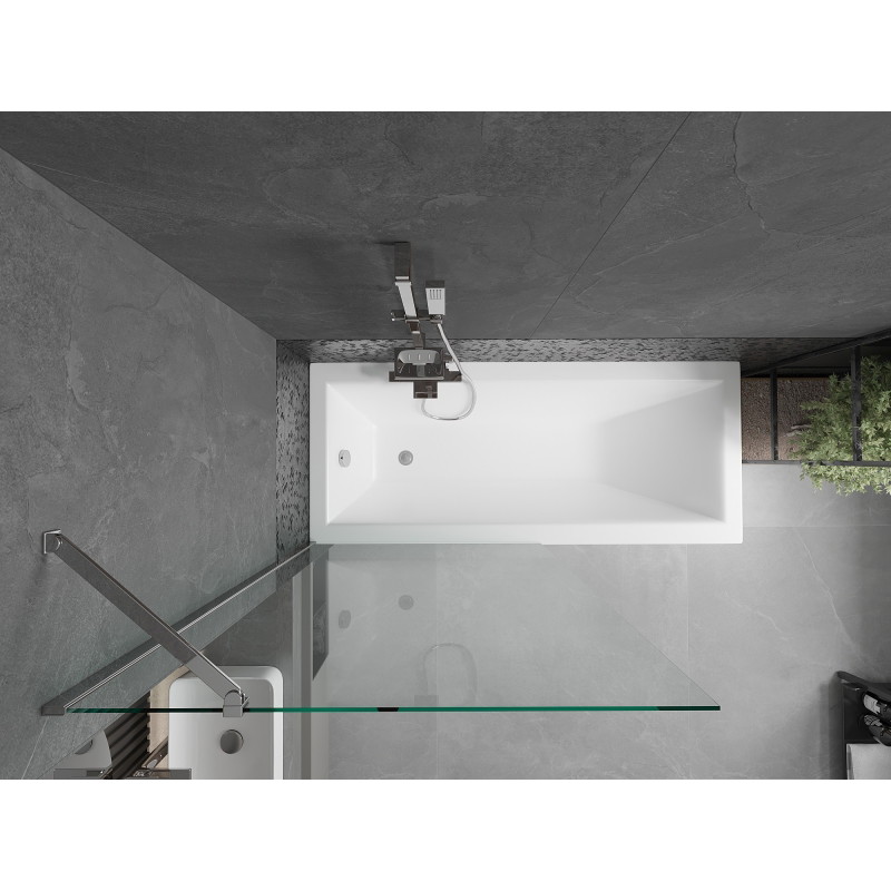 Mexen Cubik ristkülikukujuline vann 150 x 70 cm karkassi ja 1-lehelise 90 cm läbipaistva kroomitud vaheseinaga