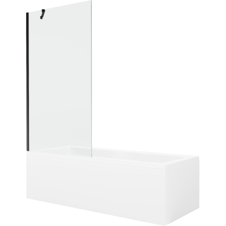 Mexen Cubik rechthoekig bad 150 x 70 cm met ombouw en 1-vleugelige scherm 90 cm, transparant, zwart - 550315070X9509000070