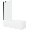Mexen Cubik rechthoekig bad 150 x 70 cm met ombouw en 1-vleugelige scherm 90 cm, transparant, zwart - 550315070X9509000070
