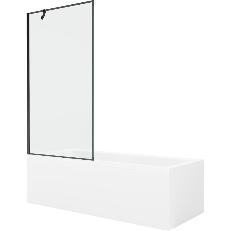 Mexen Cubik pravokutna kada 150 x 70 cm s oblogom i jednim krilom paravana 90 cm, crni uzorak - 550315070X9509007070