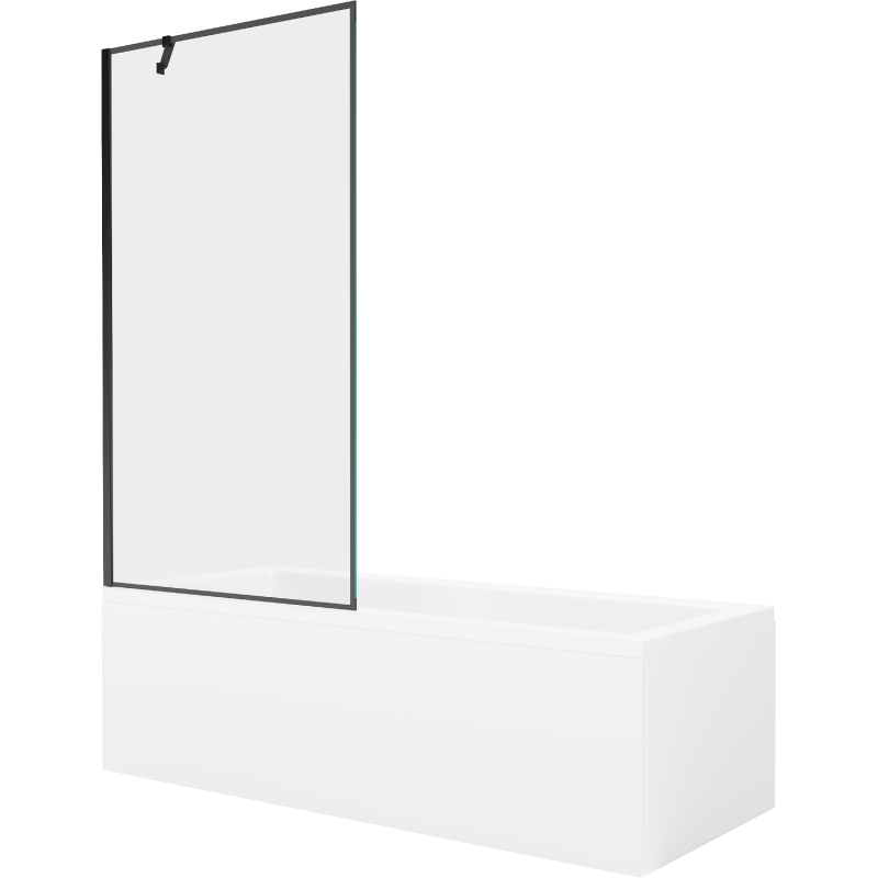 Mexen Cubik vasca rettangolare 150 x 70 cm con pannelli e schermo a 1 anta 90 cm, motivo nero - 550315070X9509007070