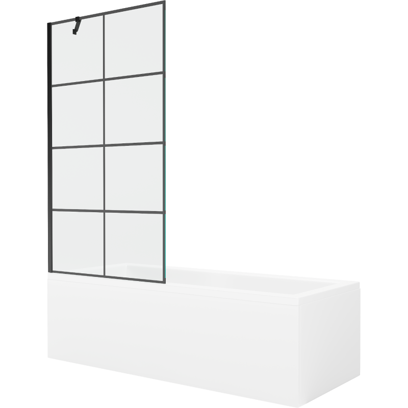 Mexen Cubik rechteckige Badewanne 150 x 70 cm mit Verkleidung und 1-flügeliger Abtrennung 90 cm, schwarzes Muster - 550315070X9?