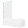 Mexen Cubik wanna prostokątna 150 x 70 cm z obudową i parawanem 1-skrzydłowym 100 cm, transparent, chrom - 550315070X9510000001