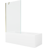 Mexen Cubik Rechteckige Badewanne 150 x 70 cm mit Verkleidung und 1-flügeliger Trennwand 100 cm, transparent, goldfarben