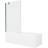 Mexen Cubik baignoire rectangulaire 150 x 70 cm avec tablier et paravent 1 volet 100 cm, transparent, noir - 550315070X95100000?