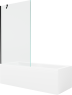 Mexen Cubik rektangulärt badkar 150 x 70 cm med inbyggd panel och enskikts skärm 100 cm, transparent, svart
