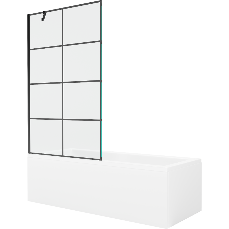 Mexen Cubik rechteckige Badewanne 150 x 70 cm mit Verkleidung und 1-flügeliger Duschwand 100 cm, schwarzes Muster - 550315070X9?