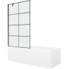 Mexen Cubik baignoire rectangulaire 150 x 70 cm avec habillage et écran 1 volet de 100 cm, motif noir - 550315070X9510007077