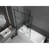 Mexen Cubik rectangular bath 150 x 70 cm with panel and 1-wing screen 100 cm, black pattern - 550315070X9510007077