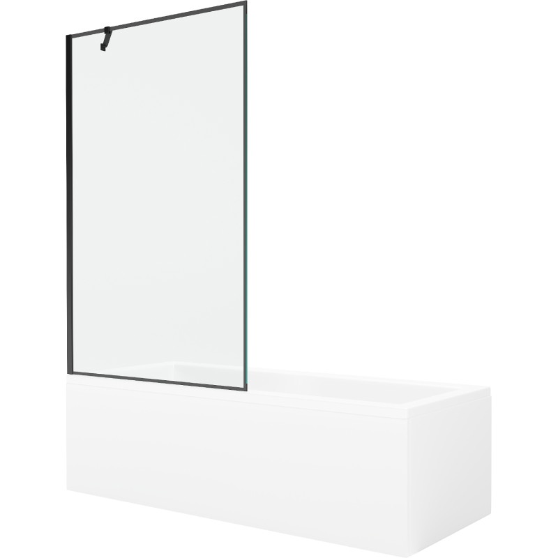 Mexen Cubik pravokutna kada 150 x 70 cm s oblogom i jednim preklopnim paravanom 100 cm, crni uzorak - 550315070X9510007070