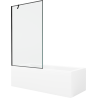 Mexen Cubik baignoire rectangulaire 150 x 70 cm avec habillage et paroi 1 vantail 100 cm, motif noir - 550315070X9510007070