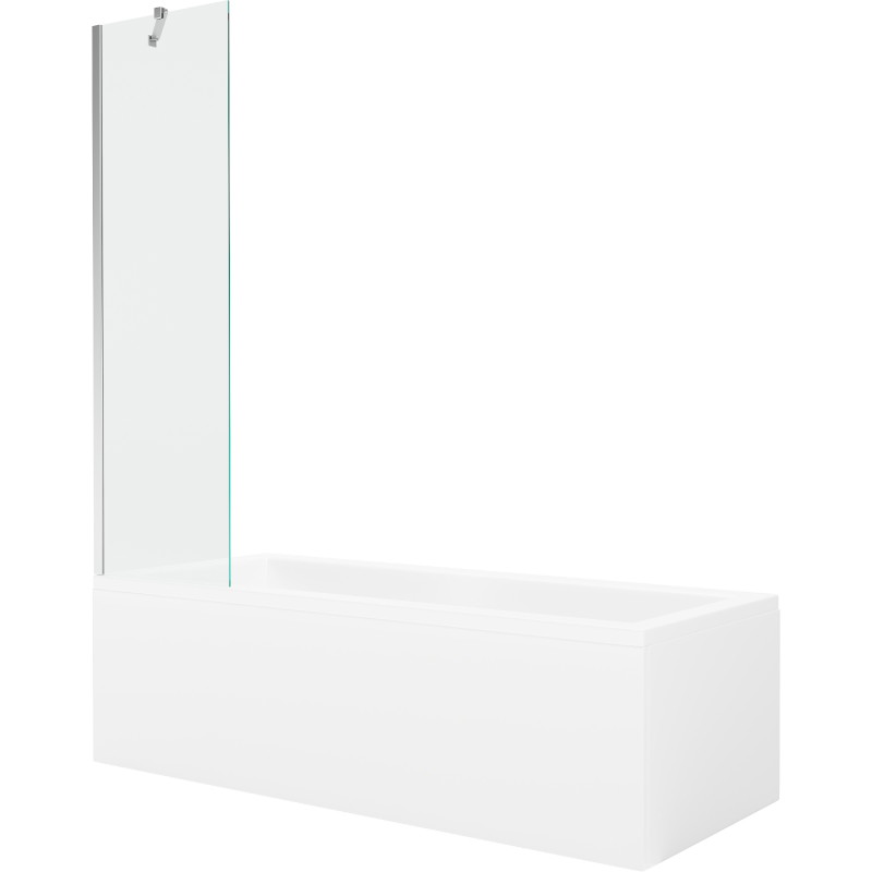 Mexen Cubik taisnstūrveida vanna 160 x 70 cm ar paneli un 1-puertas ekrānu 50 cm, caurspīdīgs, hroms - 550316070X9505000001