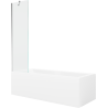Mexen Cubik rechthoekig bad van 160 x 70 cm met ombouw en 1-delige scherm van 50 cm, transparant, chroom - 550316070X9505000001