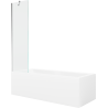 Mexen Cubik wanna prostokątna 160 x 70 cm z obudową i parawanem 1-skrzydłowym 50 cm, transparent, chrom - 550316070X9505000001