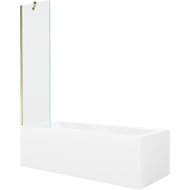 Mexen Cubik rechthoekig bad 160 x 70 cm met ombouw en 1-delig scherm 50 cm, transparant, goud - 550316070X9505000050