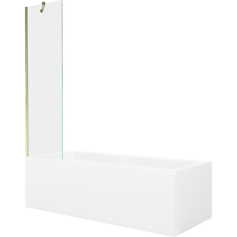 Mexen Cubik taisnstūra vanna 160 x 70 cm ar apdari un 1 vērtņu ekrānu 50 cm, caurspīdīgs, zelta - 550316070X9505000050