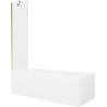 Mexen Cubik bañera rectangular 160 x 70 cm con carcasa y mampara de 1 hoja 50 cm, transparente, dorado - 550316070X9505000050
