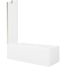 Mexen Cubik rechthoekig bad 160 x 70 cm met ombouw en 1-delig scherm 50 cm, transparant, goud - 550316070X9505000050