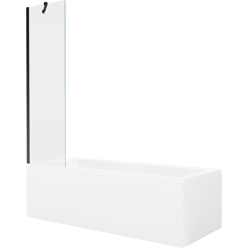 Mexen Cubik baignoire rectangulaire 160 x 70 cm avec habillage et paravent à 1 vantail 50 cm, transparent, noir - 550316070X950?
