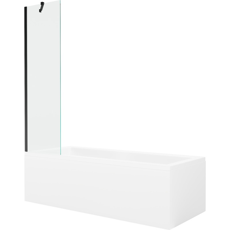 Mexen Cubik vasca rettangolare 160 x 70 cm con rivestimento e schermo a 1 anta 50 cm, trasparente, nero - 550316070X9505000070