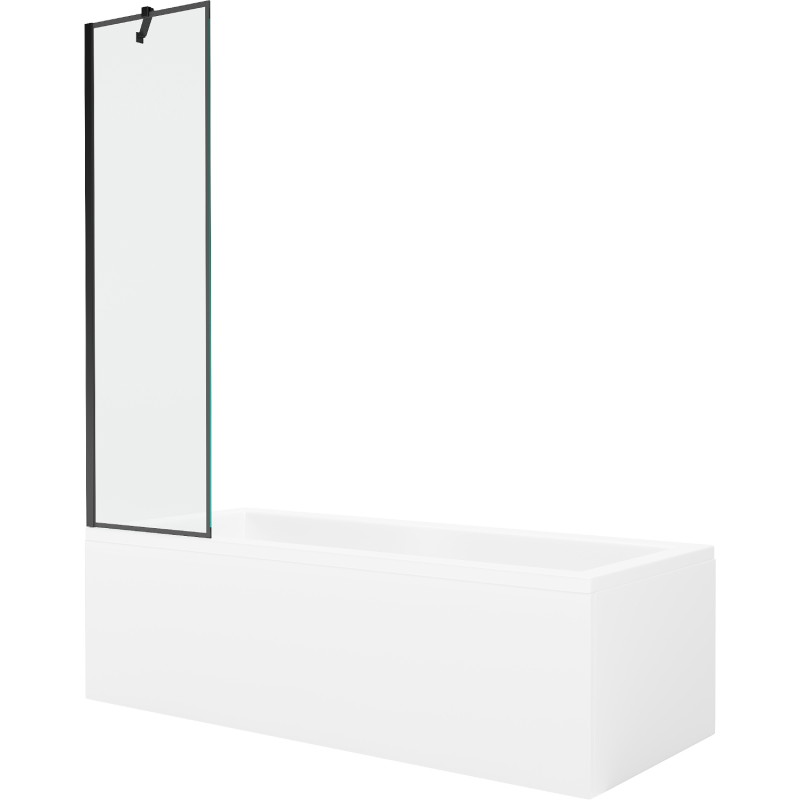 Mexen Cubik pravokutna kada 160 x 70 cm s oblogom i paravanom s jednim krilom 50 cm, crni uzorak - 550316070X9505007070