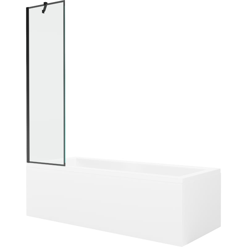 Mexen Cubik rechthoekig bad 160 x 70 cm met ombouw en 1-vleugelig scherm 50 cm, zwart patroon - 550316070X9505007070