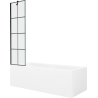 Mexen Cubik taisnstūra vanna 160 x 70 cm ar apdari un vienas durvju aizkaru 50 cm, melns raksts - 550316070X9505007077