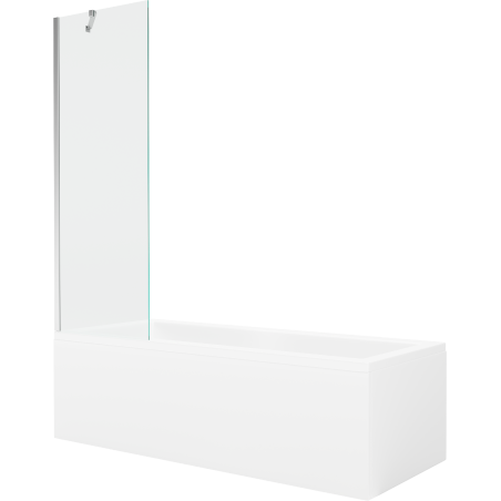 Mexen Cubik rechthoekig bad 160 x 70 cm met ombouw en 1-delige vouwwand 60 cm, transparant, chroom - 550316070X9506000001