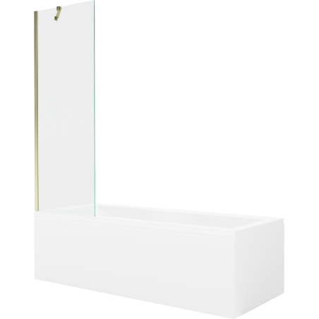 Mexen Cubik wanna prostokątna 160 x 70 cm z obudową i parawanem 1-skrzydłowym 60 cm, transparent, złoty - 550316070X9506000050