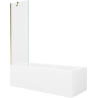 Mexen Cubik rechthoekig bad 160 x 70 cm met ombouw en 1-delige scherm 60 cm, transparant, goud - 550316070X9506000050