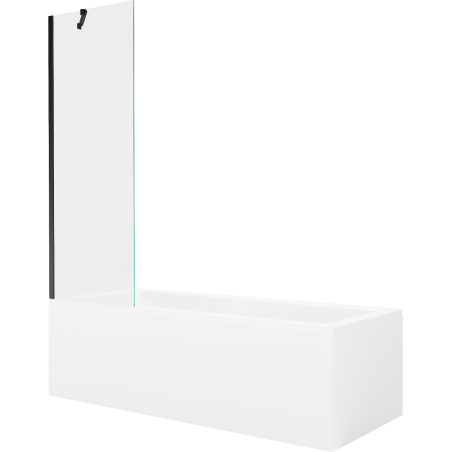 Mexen Cubik wanna prostokątna 160 x 70 cm z obudową i parawanem 1-skrzydłowym 60 cm, transparent, czarny - 550316070X9506000070