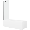 Mexen Cubik wanna prostokątna 160 x 70 cm z obudową i parawanem 1-skrzydłowym 60 cm, transparent, czarny - 550316070X9506000070