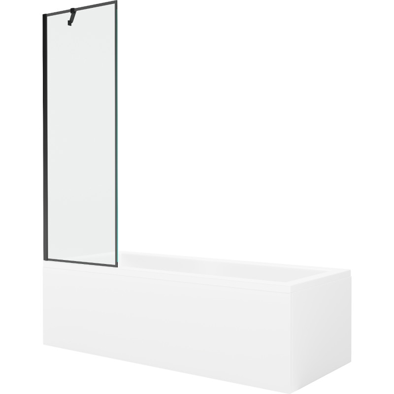 Mexen Cubik rechthoekig bad 160 x 70 cm met ombouw en 1-delige scherm 60 cm, zwart patroon - 550316070X9506007070