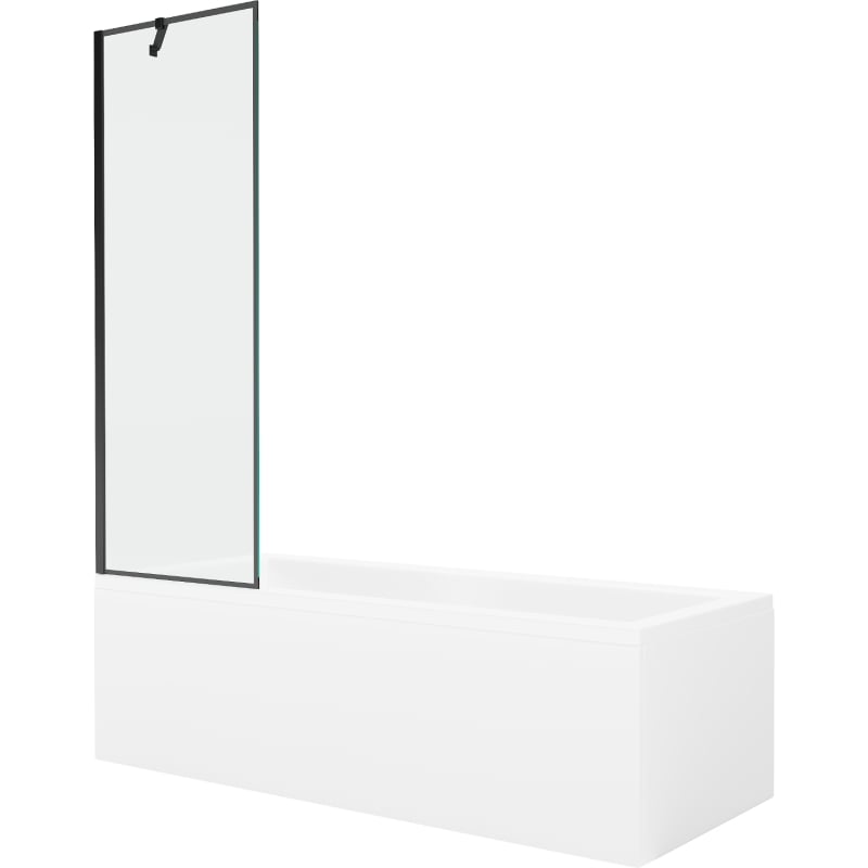 Mexen Cubik vasca rettangolare 160 x 70 cm con rivestimento e paravento a 1 anta 60 cm, motivo nero - 550316070X9506007070