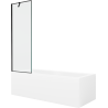 Mexen Cubik rechthoekig bad 160 x 70 cm met ombouw en 1-delige scherm 60 cm, zwart patroon - 550316070X9506007070