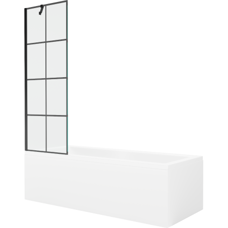 Mexen Cubik ristkülikukujuline vann 160 x 70 cm koos korpuse ja 1-osalise 60 cm paneeliga, must muster - 550316070X9506007077
