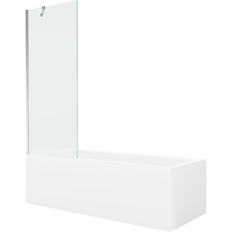 Mexen Cubik rectangular bath 160 x 70 cm with enclosure and 1-wing screen 70 cm, transparent, chrome - 550316070X9507000001