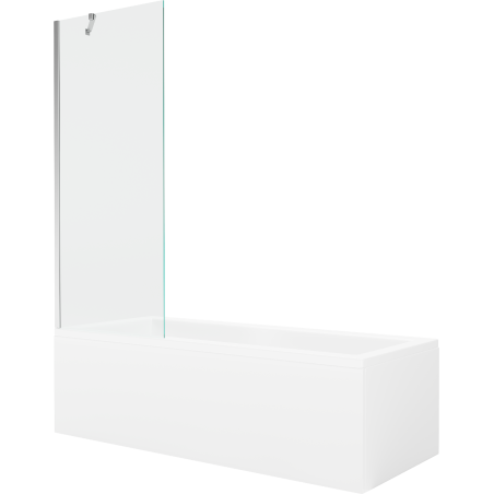 Mexen Cubik rechthoekig bad 160 x 70 cm met ombouw en 1-vleugelig scherm 70 cm, transparant, chroom - 550316070X9507000001