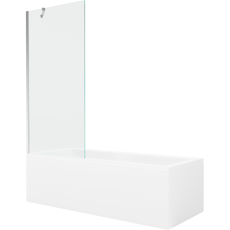 Mexen Cubik baignoire rectangulaire 160 x 70 cm avec habillage et paroi de baignoire 1 volet 80 cm, transparent, chrome - 55031?