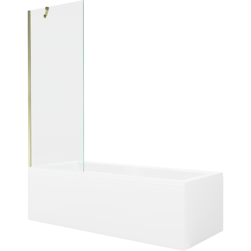 Mexen Cubik baignoire rectangulaire 160 x 70 cm avec habillage et paravent 1 volet 70 cm, transparent, doré - 550316070X9507000?