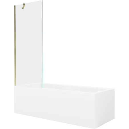 Mexen Cubik baignoire rectangulaire 160 x 70 cm avec habillage et paravent 1 volet 70 cm, transparent, doré - 550316070X9507000?