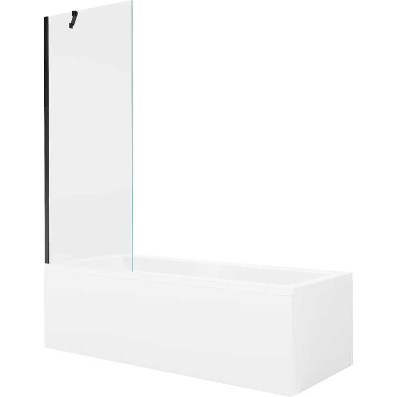 Mexen Cubik rechthoekig bad 160 x 70 cm met ombouw en 1-delig scherm 70 cm, transparant, zwart - 550316070X9507000070