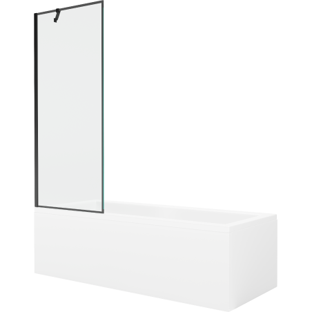 Mexen Cubik wanna prostokątna 160 x 70 cm z obudową i parawanem 1-skrzydłowym 70 cm, czarny wzór - 550316070X9507007070