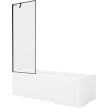 Mexen Cubik rechthoekig bad 160 x 70 cm met ombouw en 1-delige scherm 70 cm, zwart patroon - 550316070X9507007070