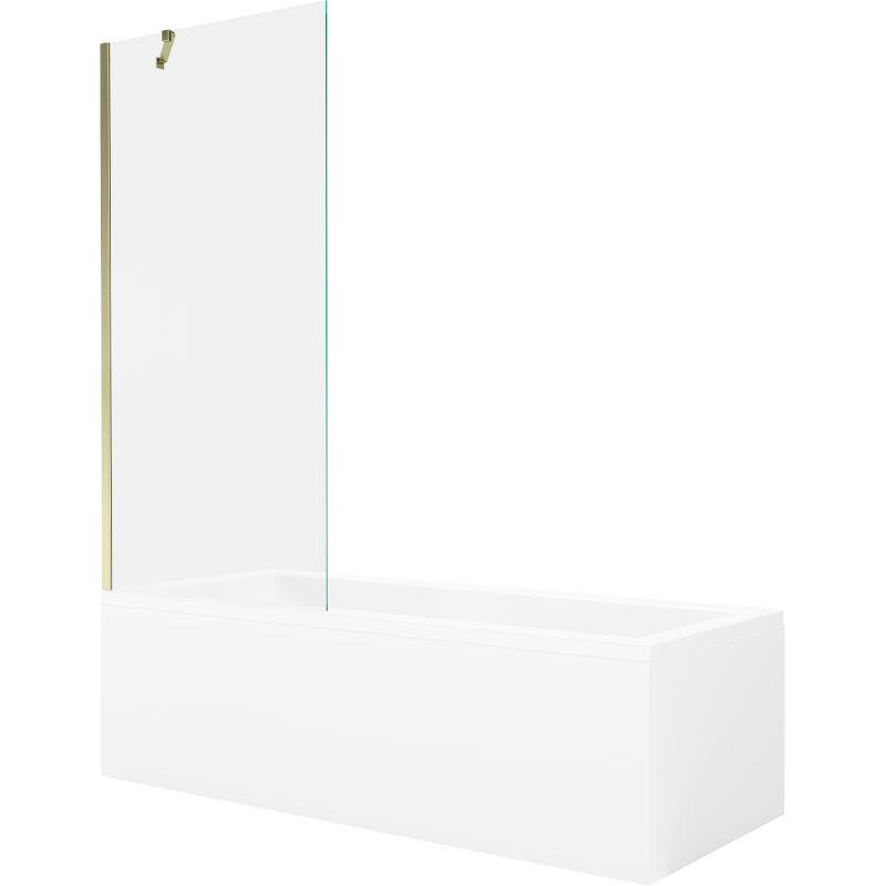 Mexen Cubik baignoire rectangulaire 160 x 70 cm avec revêtement et paroi 1 battant 80 cm, transparent, doré - 550316070X9508000?