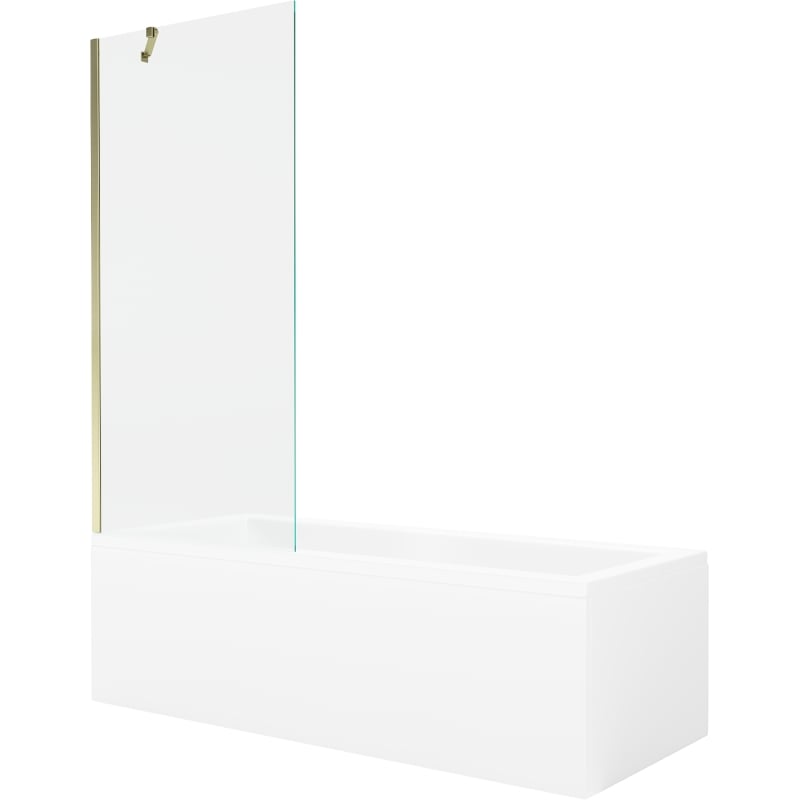 Mexen Cubik rechthoekig bad 160 x 70 cm met ombouw en 1-delige scherm 80 cm, transparant, goud - 550316070X9508000050