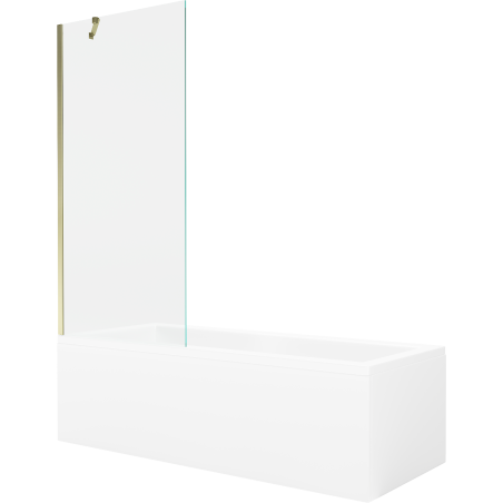 Mexen Cubik pravokutna kada 160 x 70 cm s oblogom i jednom krilnom pregradom 80 cm, prozirna, zlatna - 550316070X9508000050