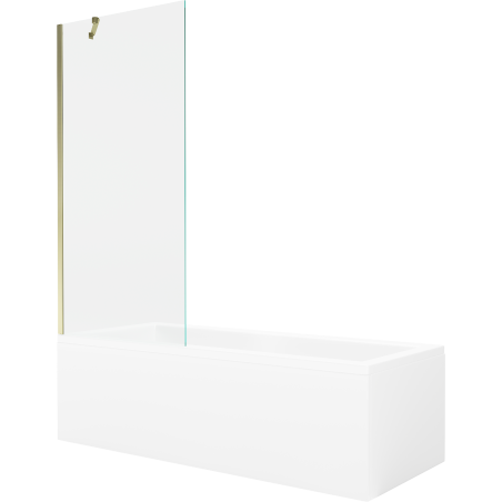 Mexen Cubik rechthoekig bad 160 x 70 cm met ombouw en 1-delige scherm 80 cm, transparant, goud - 550316070X9508000050