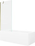 Mexen Cubik banheira retangular 160 x 70 cm com painel e divisória de 1 folha 80 cm, transparente, dourado