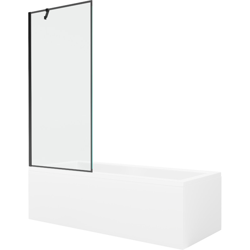 Mexen Cubik pravokutna kada 160 x 70 cm s oplatom i jednim sklopivim zaslonom 80 cm, crni uzorak - 550316070X9508007070